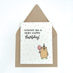 Friendly Bear with a Balloon - Happy Birthday Card