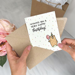 Friendly Bear with a Balloon - Happy Birthday Card