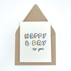 Colorful Happy B-Day Bubble Words - Happy Birthday Card