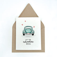 Just Married Classic Car - Wedding Card
