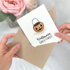 Jack O'Lantern Candy Basket - Halloween Greeting Card