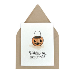 Jack O'Lantern Candy Basket - Halloween Greeting Card