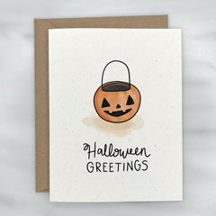 Jack O'Lantern Candy Basket - Halloween Greeting Card