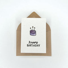 Purple Birthday Cake - Birthday Gift Enclosure Card