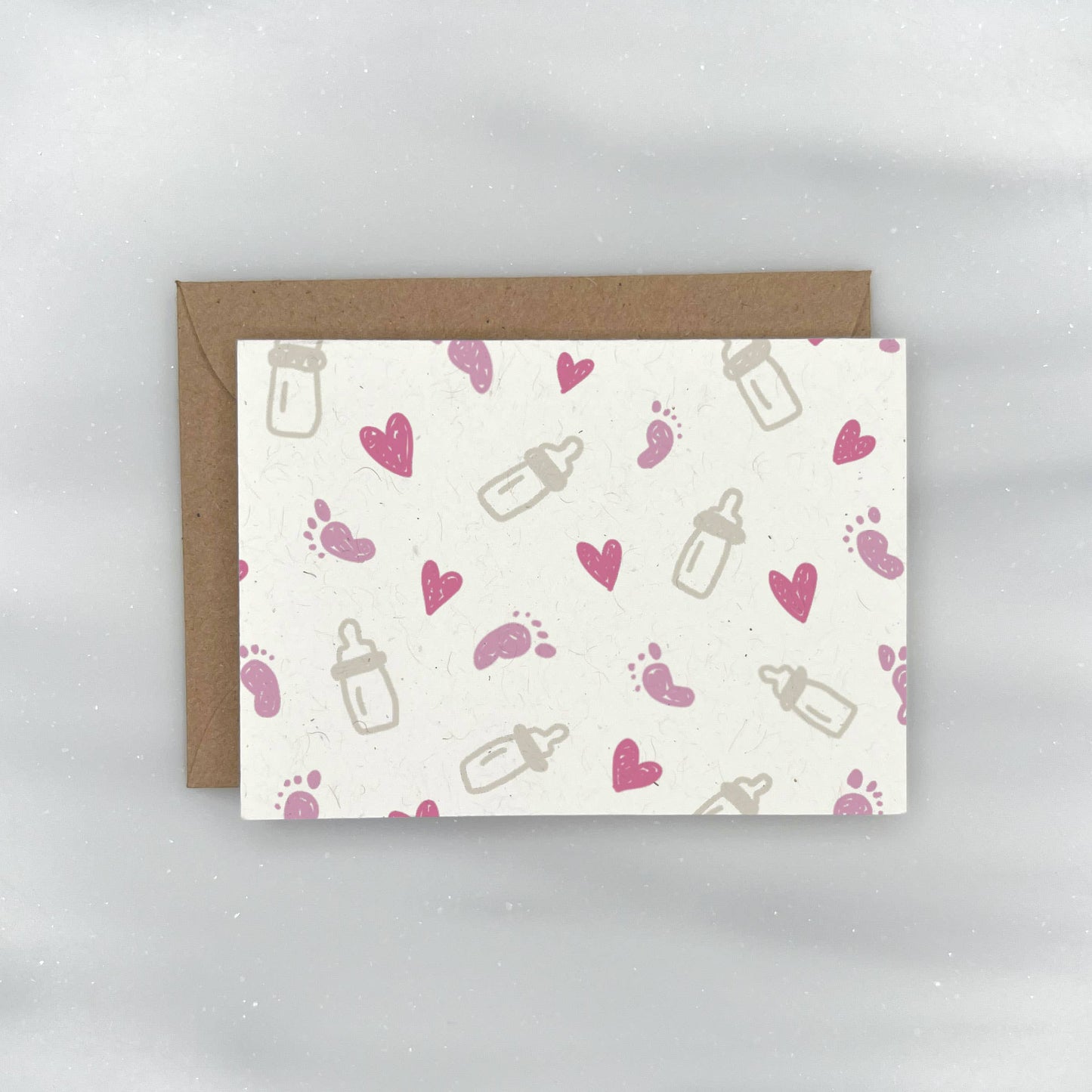 Cute Baby Pattern in Pink - Baby Shower Gift Enclosure Card