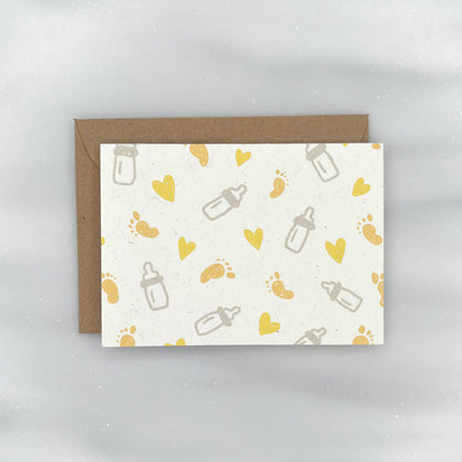 Cute Baby Pattern Yellow - Baby Shower Gift Enclosure Card