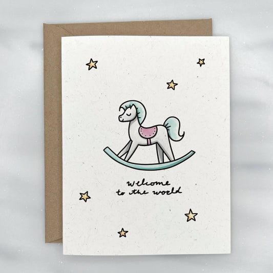 Classic Rocking Horse - Baby Shower Card for New Baby