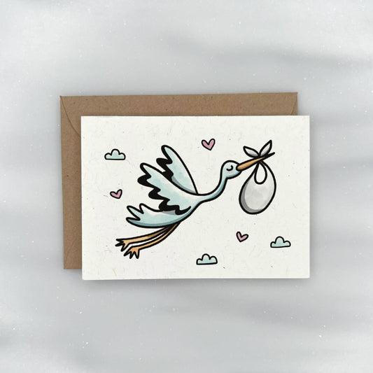 Cute Stork - Baby Shower Gift Enclosure Card