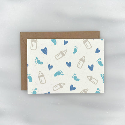 Cute Baby Pattern in Blue - Baby Shower Gift Enclosure Card