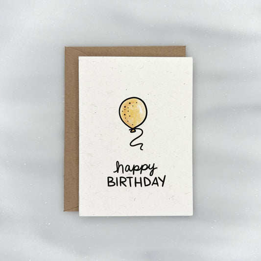 Yellow Birthday Balloon - Birthday Gift Enclosure Card