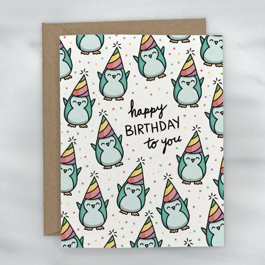 Party Penguins - Happy Birthday Card