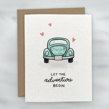 Just Married Classic Car - Wedding Card