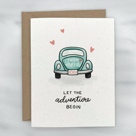 Just Married Classic Car - Wedding Card