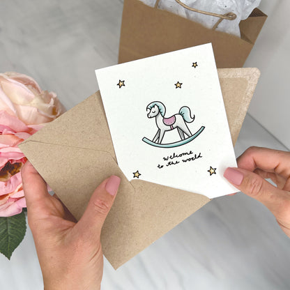 Classic Rocking Horse - Baby Shower Card for New Baby