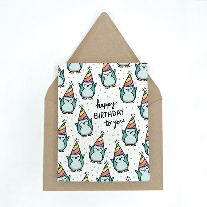 Party Penguins - Happy Birthday Card