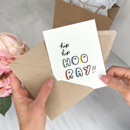 Colorful Hip Hip Hooray Celebration - Happy Birthday Card