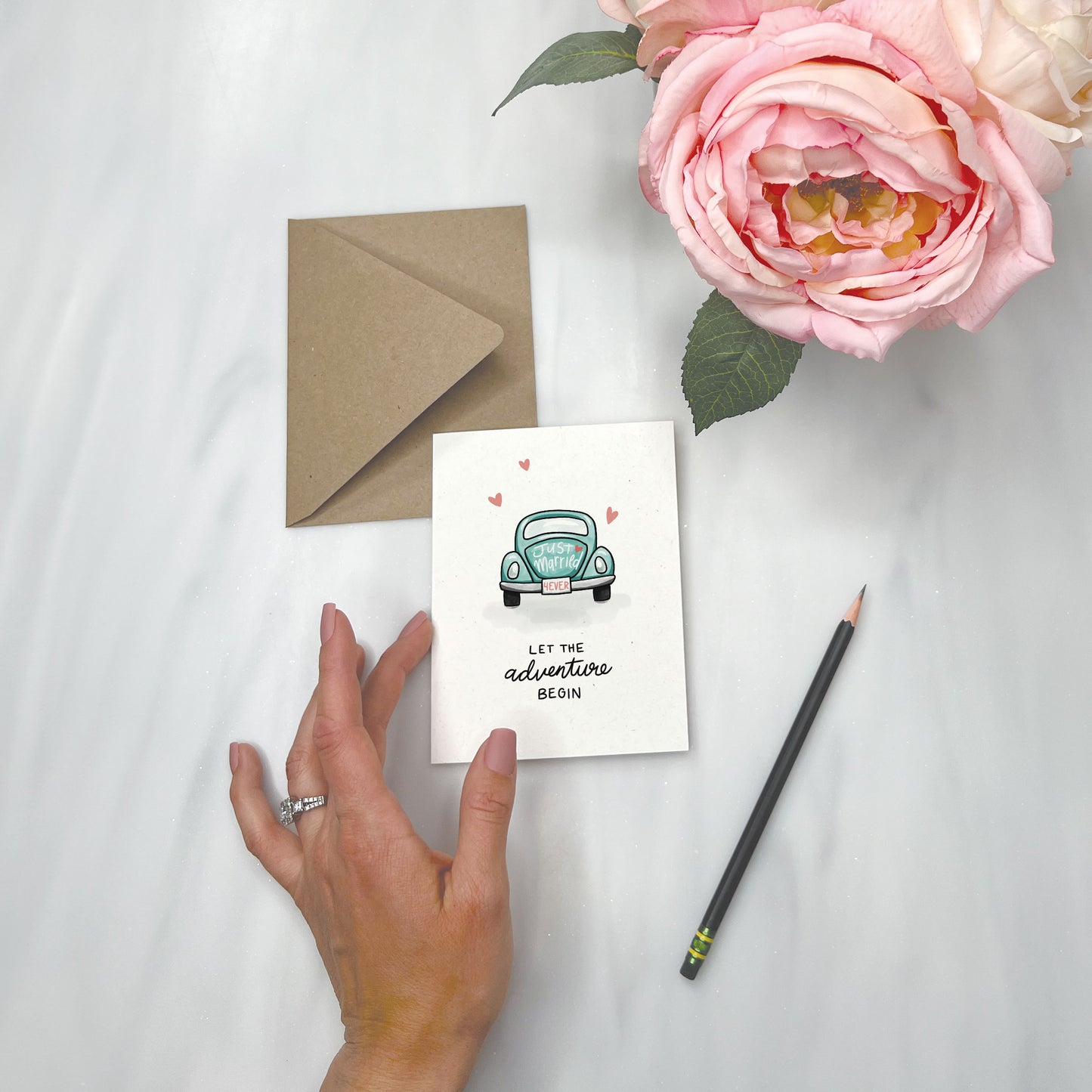 Just Married Classic Car - Wedding Card