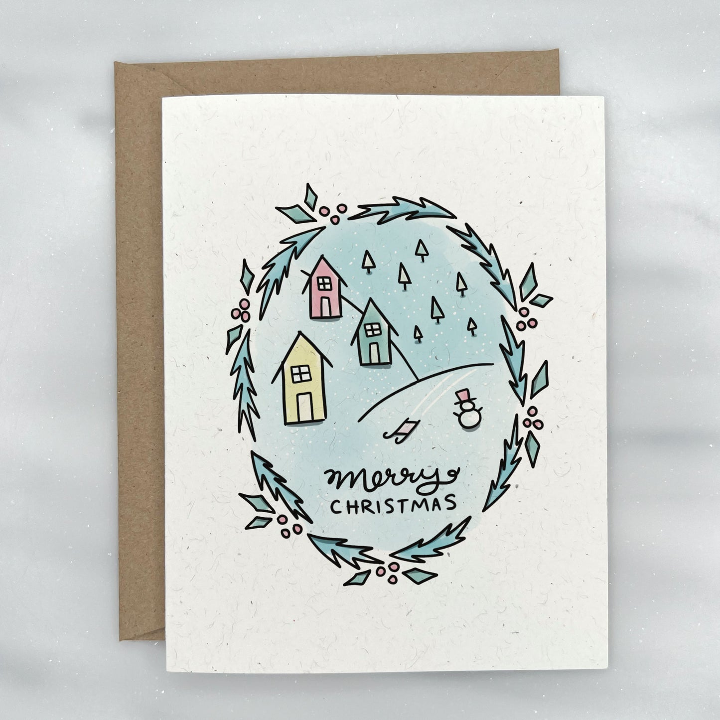 Snowy Christmas Village - Christmas Card