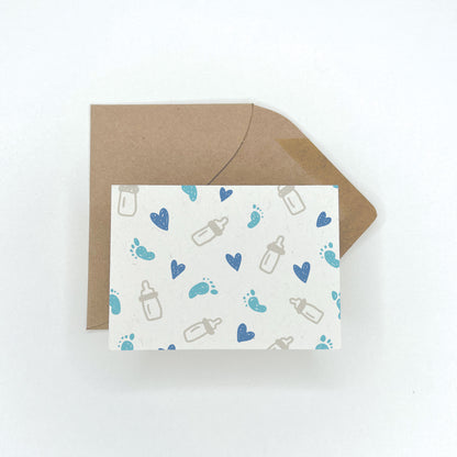 Cute Baby Pattern in Blue - Baby Shower Gift Enclosure Card