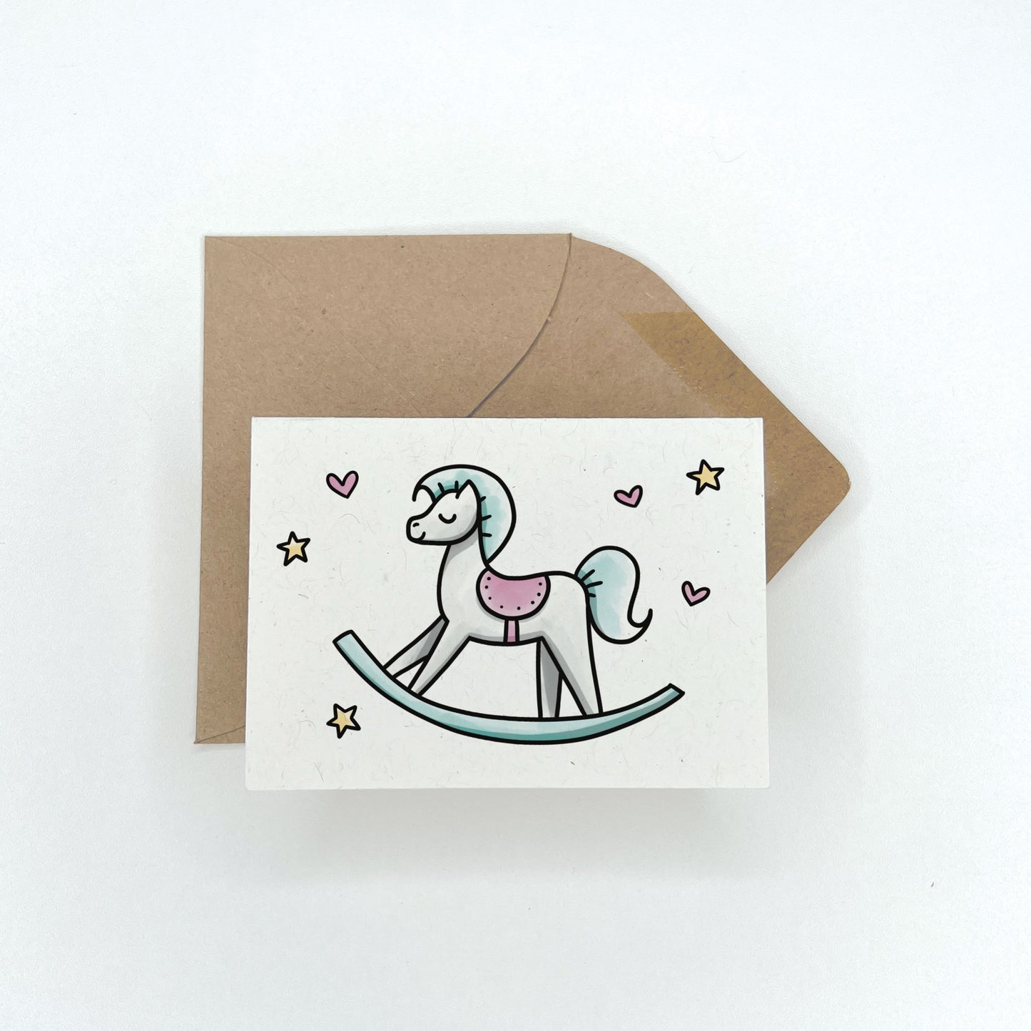 Beautiful Rocking Horse - Baby Shower Gift Enclosure Card