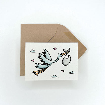 Cute Stork - Baby Shower Gift Enclosure Card