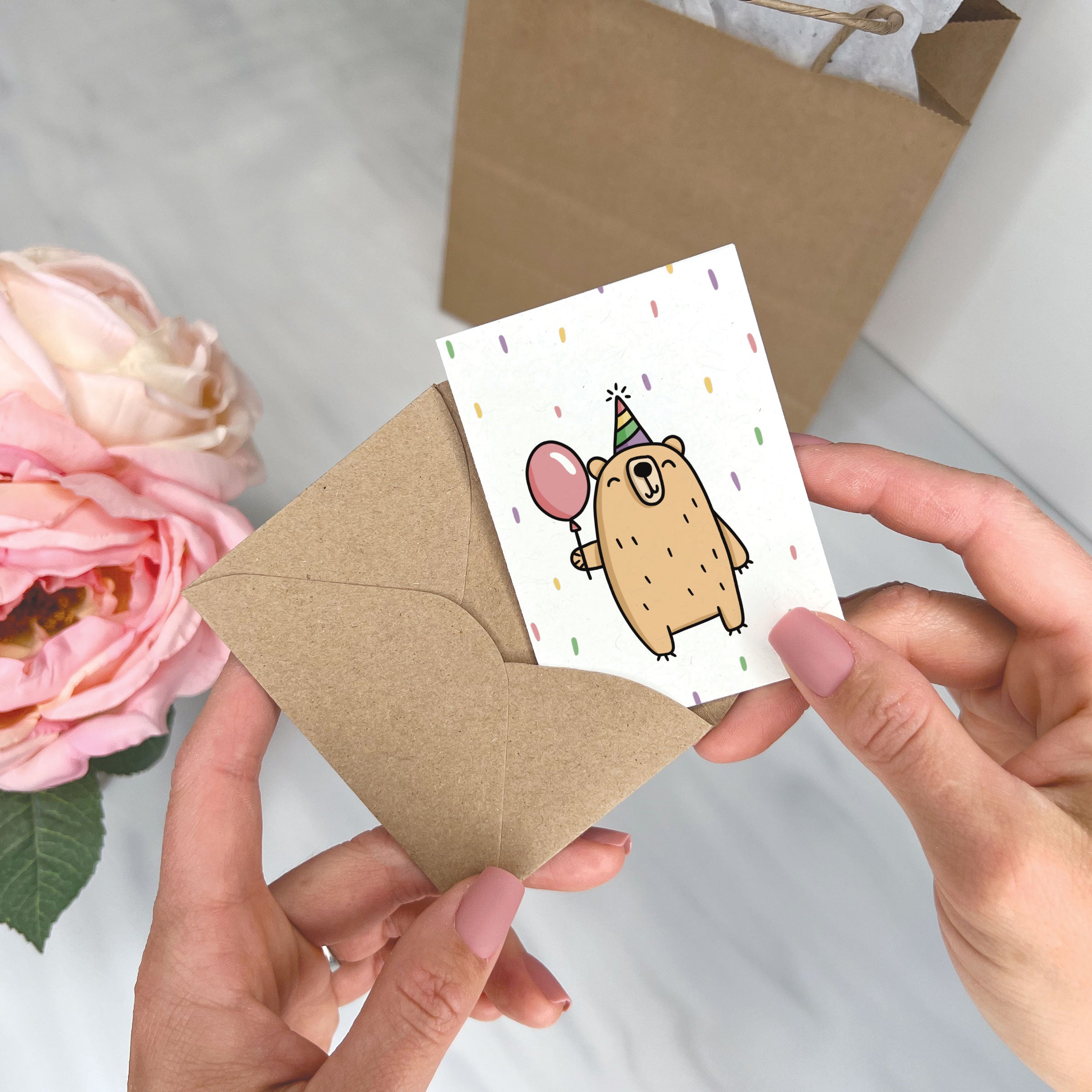 Party Animals - Birthday Gift Enclosure Card (Bear)