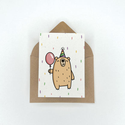 Party Animals - Birthday Gift Enclosure Card (Bear)