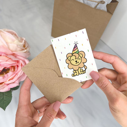 Party Animals - Birthday Gift Enclosure Card (Lion)