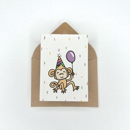 Party Animals - Birthday Gift Enclosure Card (Monkey)