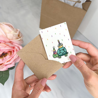 Party Animals - Birthday Gift Enclosure Card (Turtle)