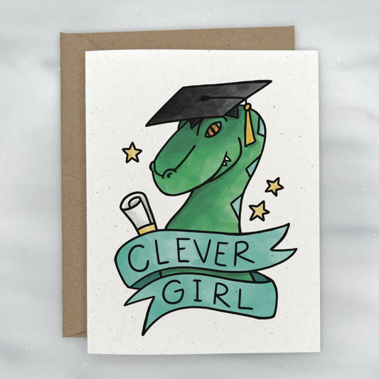 Clever Girl Raptor - Graduation Card