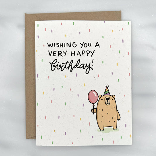 Friendly Bear with a Balloon - Happy Birthday Card