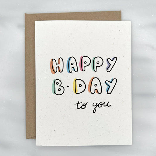 Colorful Happy B-Day Bubble Words - Happy Birthday Card