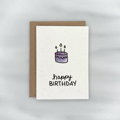 Purple Birthday Cake - Birthday Gift Enclosure Card